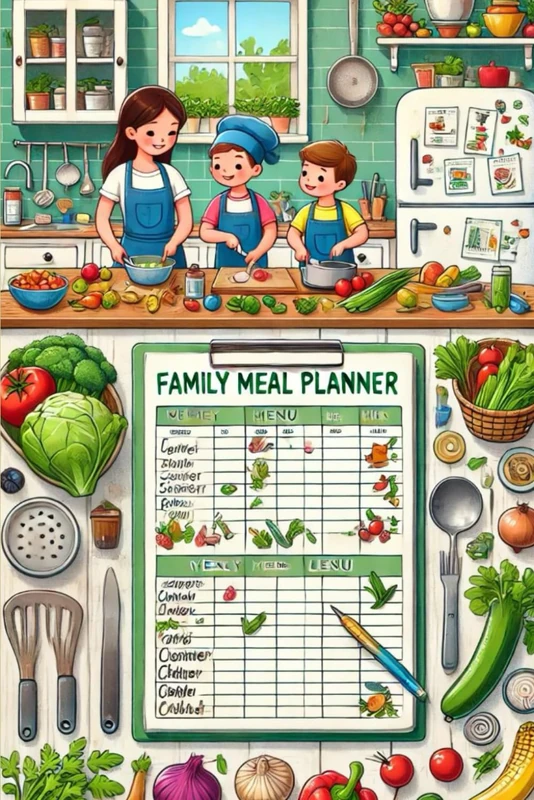 A Family Meal Planner for Preparing Healthy Meals, Organizing Dinner Menus, and Creating Grocery Lists - Image 1