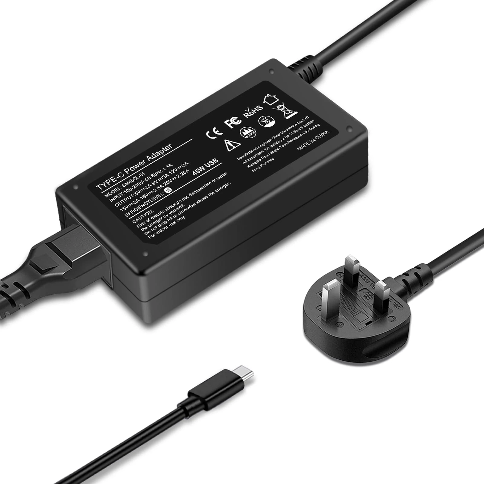 45W USB C Laptop charger Chromebook Charger Compatible with HP Lenovo Dell Asus Acer Samsung Google Chromebook, Type C Fast Charging Power Cord