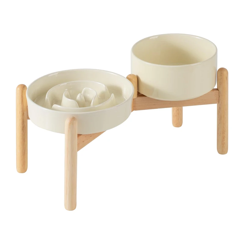 Havniva Elevated Slow Feeder Dog Bowls, Ceramic Dog Bowl Slow Feeder Set