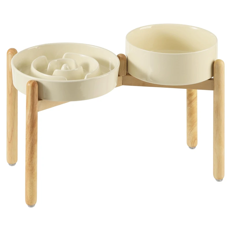 Havniva Elevated Slow Feeder Dog Bowls, Ceramic Dog Bowl Slow Feeder Set