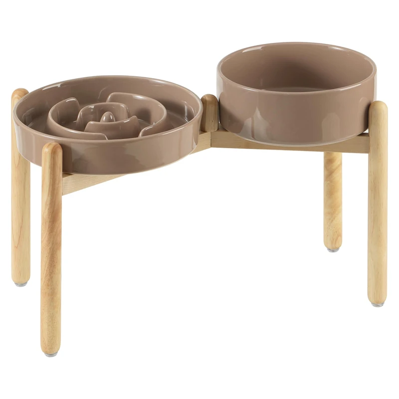 Havniva Elevated Slow Feeder Dog Bowls, Ceramic Dog Bowl Slow Feeder Set