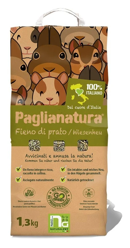 Natural Hay for Rabbits and Rodents - 1.3 kg Paglianatura - For a Healthy and Natural Diet