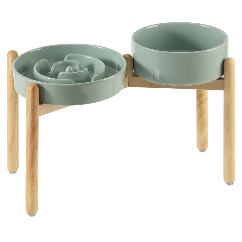 Havniva Elevated Slow Feeder Dog Bowls, Ceramic Dog Bowl Slow Feeder Set