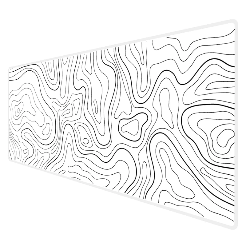 HGWALP White Topo Mouse Pad, Topographic Mouse Mat,Large Gaming Desk Mat, XL Mousepad, Keyboard Mat, (31.5 x 11.8 in,80 x30 CM), Minimalist Contour for Office,White Topographic