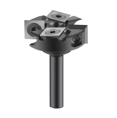 SpeTool Spoilboard Surfacing Planing Router Bit 2+2 Inserts Cutter Flycutter Leveler Slab Flattening Woodworking Milling Bit 1/4 Inch Shank, 1-1/4" Cutting Diameter