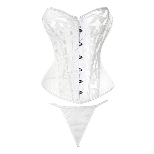 HXRAXINWN corset Women'S Satin Waist Tie-Up Shaper Corset Basque Corset Top Black-White-Xs