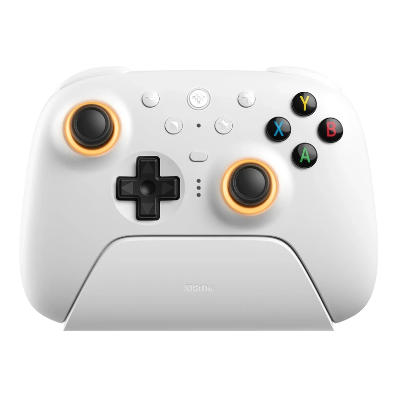 8Bitdo Ultimate 2 Wireless Controller for Windows & Android, Gaming Controller with TMR Joysticks, Switchable Hall Effect/Tactile Triggers, Motion Control, RGB Fire Ring, 8Speed Wireless Tech, White