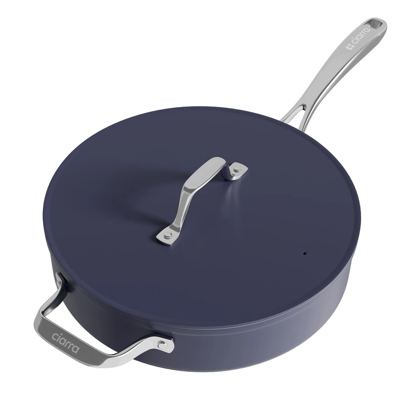 CIARRA Cookware Nonstick Saute Pan Non Toxic Deep Saute Pan 28cm PTFE&PFOA Free, Oven Safe, Blue