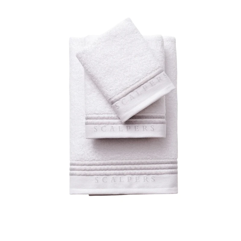 Scalpers Set Bath Towels (Vanity 30 x 50 cm + Hands 50 x 90 cm + Bath 70 x 140 cm) 450GSM Cotton White with Grey Home