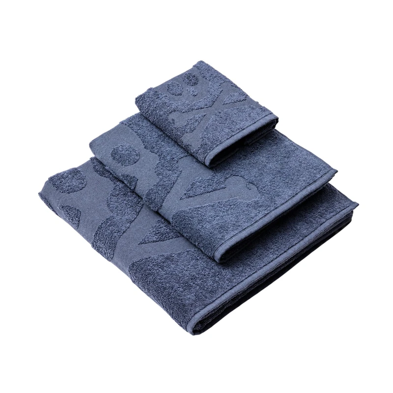 Scalpers Skull Bath Towel Set (Vanity 30 x 50 cm + Hands 50 x 90 cm + Bath 70 x 140 cm) 100% Cotton Blue Home