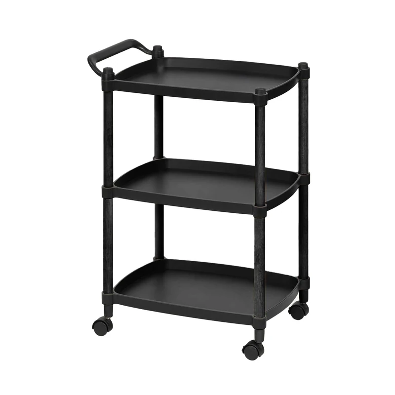 Wintem Space-Saving Trolley White and Blue 46 x 33 x 74 cm - Swivel Wheels and Ergonomic Handle for Easy Moving from Room to Room - 3 Spacious and Versatile Shelves of 46 x 33 cm