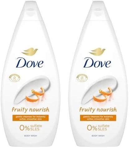 Dove Fruity Nourish Body Wash Body Cleanser shower gel with plant-based moisturisers for softer, smoother skin after one shower 720 ml (Pack of 2)