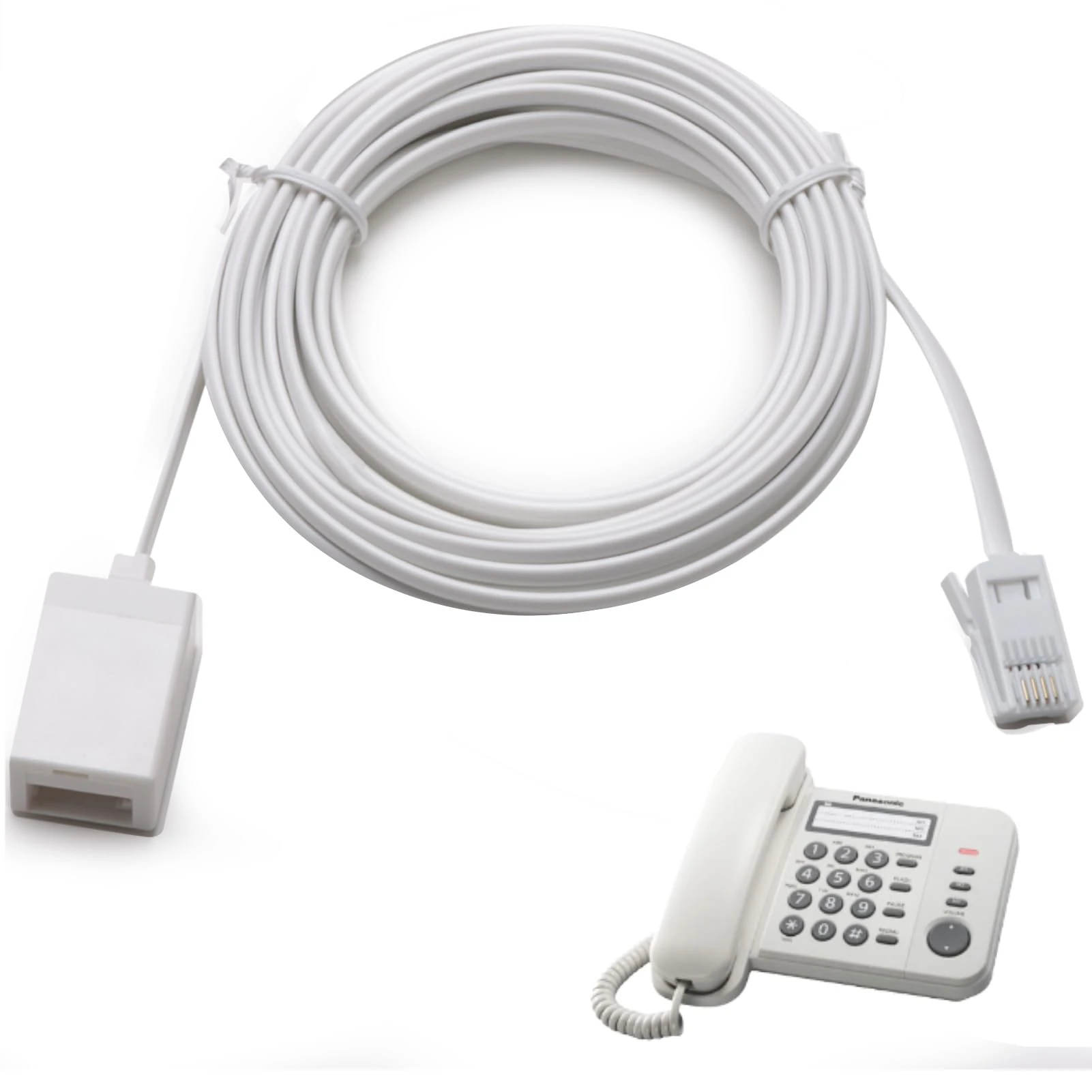 Oupdate 5M BT Telephone Extension Cable, 6P4C BT Male to Female Extension Cable Straight Through Phone Cables for Landline, UK Landline Phone Cord for Home and Office RJ11 Fax Modem Extender