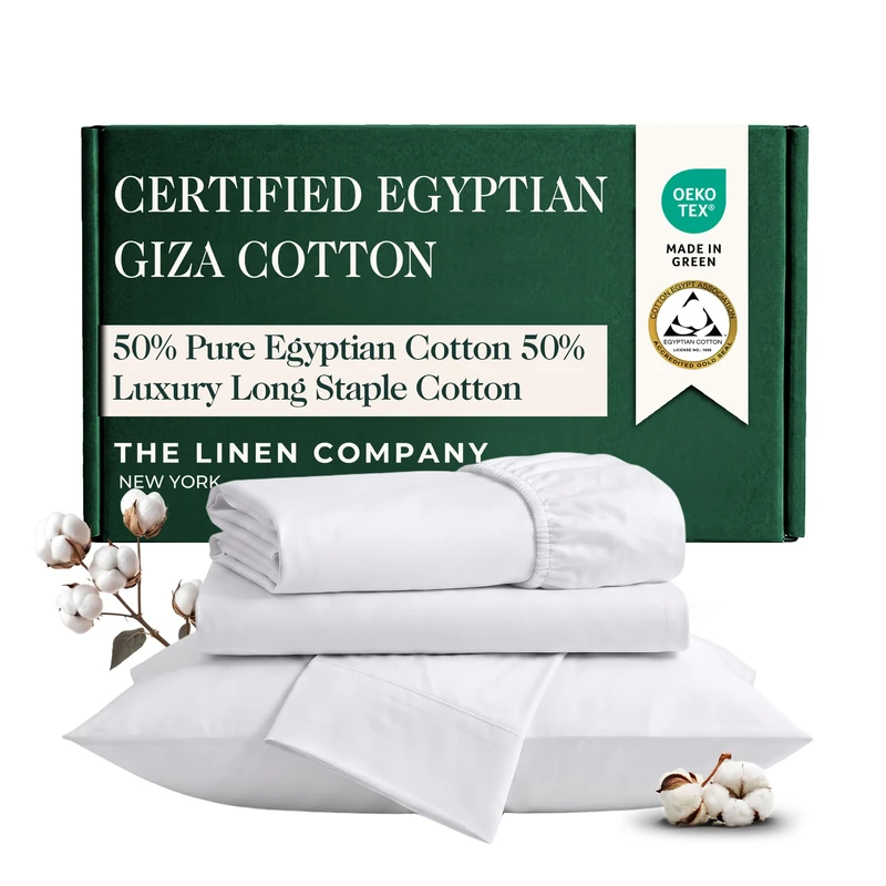 Egyptian Cotton Blended Long Staple Split King Sheet Set - 5Pcs, White