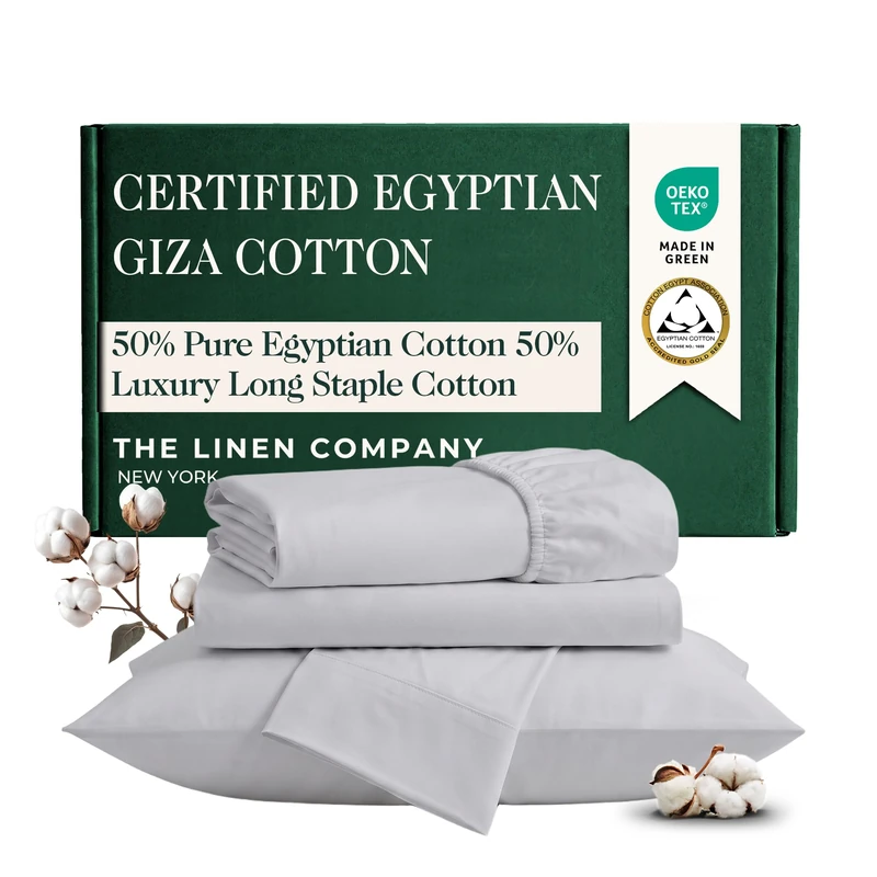 Egyptian Cotton Blended Long Staple Split King Sheet Set - 5Pcs, Light Grey