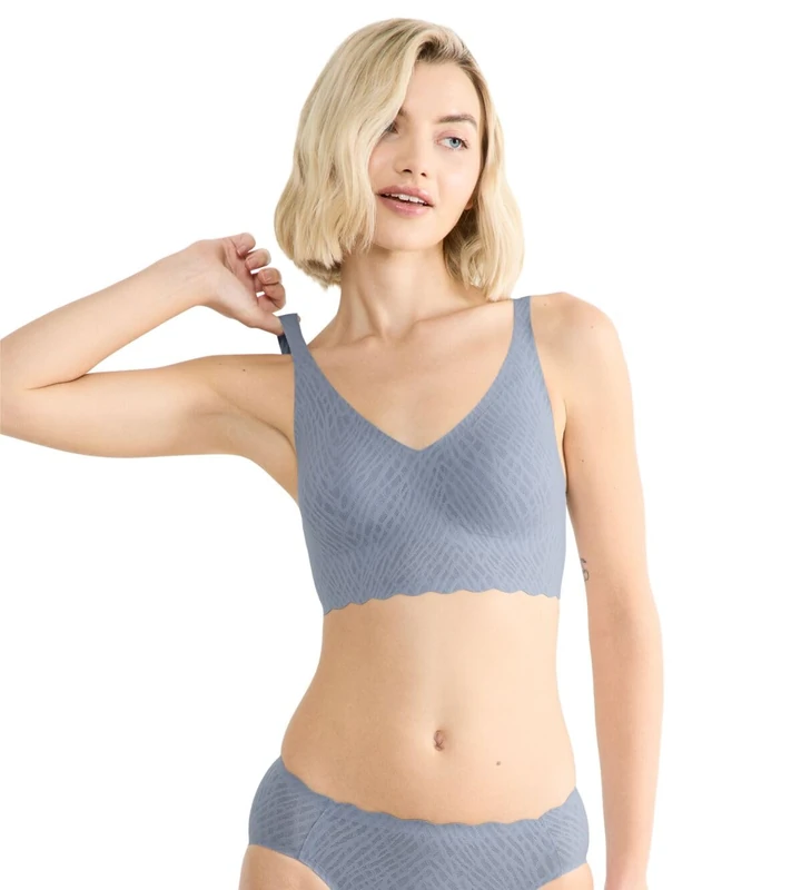 sloggi Women's Zero Feel Bliss Soft Bra, Bluish Gray, L