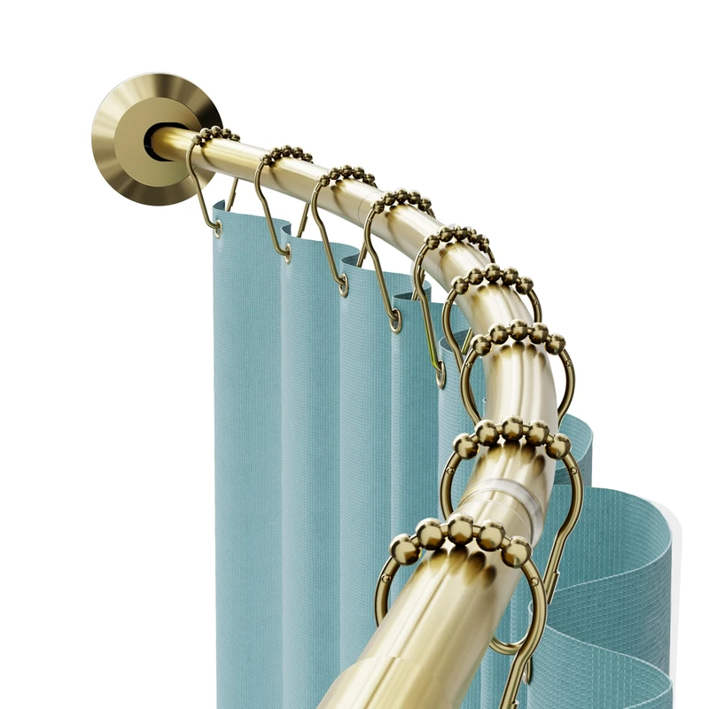 Zenna Home Rustproof Curved Shower Curtain Rod, No Drill Tension or Permanent Mount Adjustable Curved Shower Rod for Bathroom, Easy Install, Rounded for Extra Room, 50 to 72 Inches, Gold