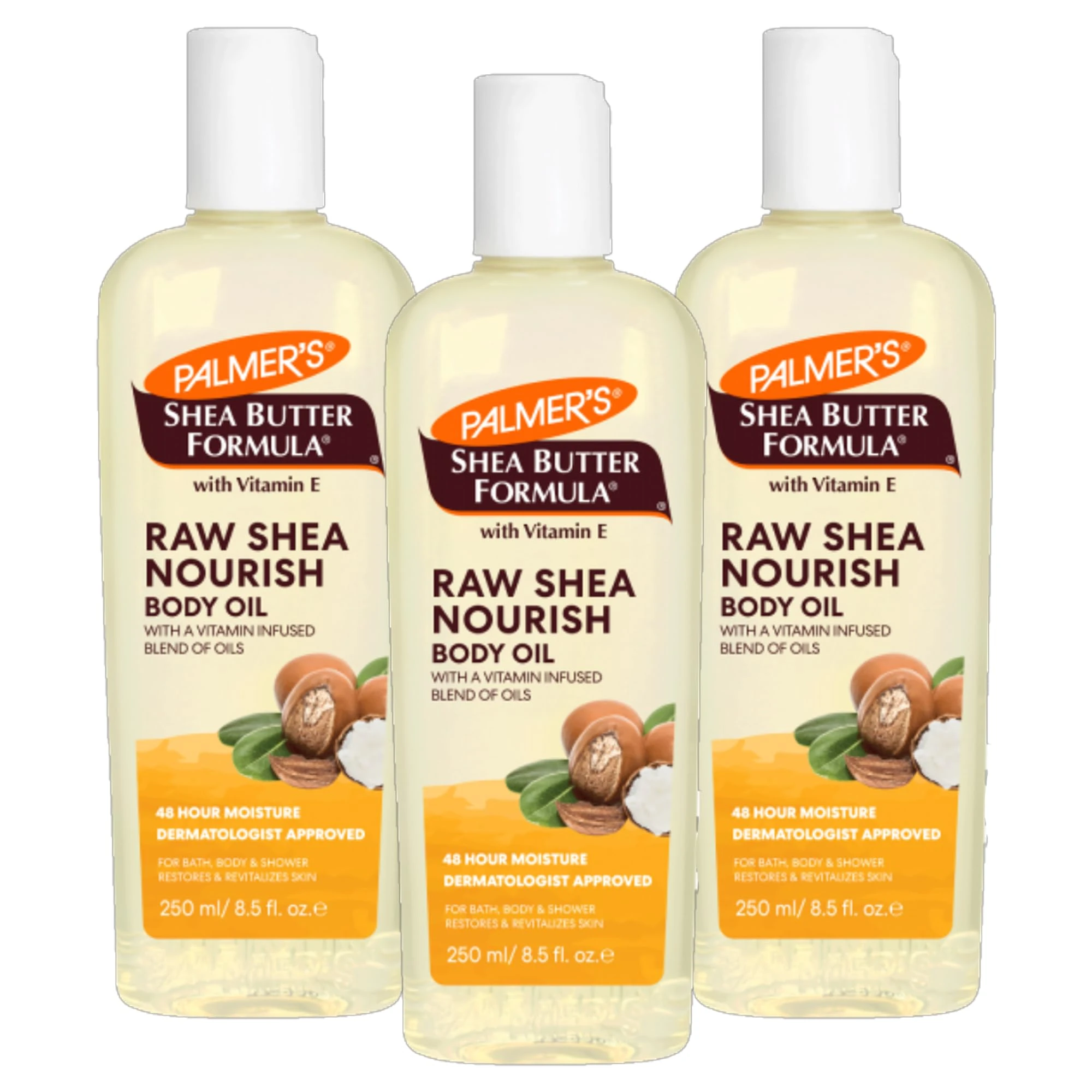 Palmer's Shea Butter Formula Raw Shea Nourish Body Oil, 48-Hour Moisture, 250ml, Pack of 3 | Click 'Customise Now' for More Bulk Buy Options