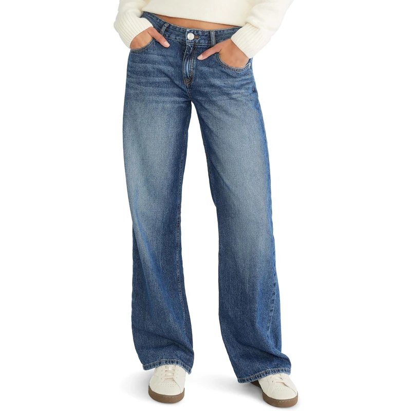 AEROPOSTALE Women's Low Rise Baggy Wide Leg Jean, Sassafras1, 00 Short