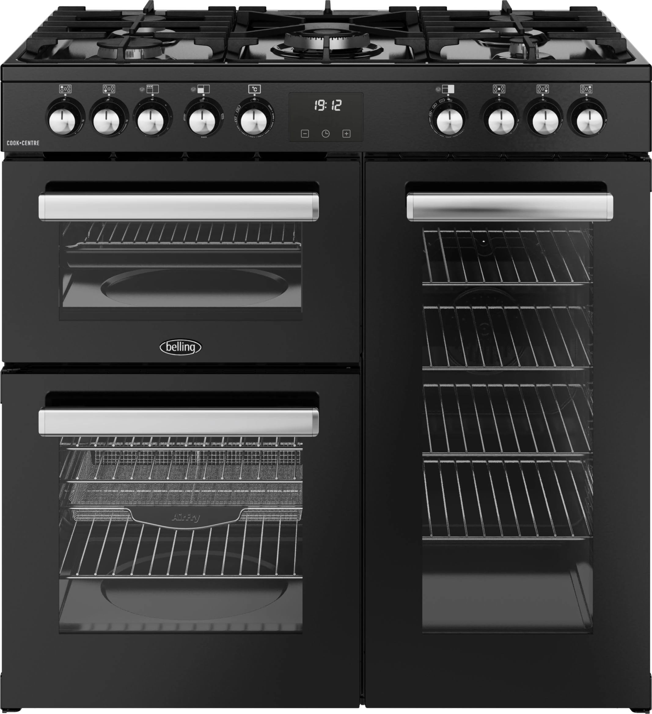 Belling Cookcentre 90cm Dual Fuel Range Cooker - Black