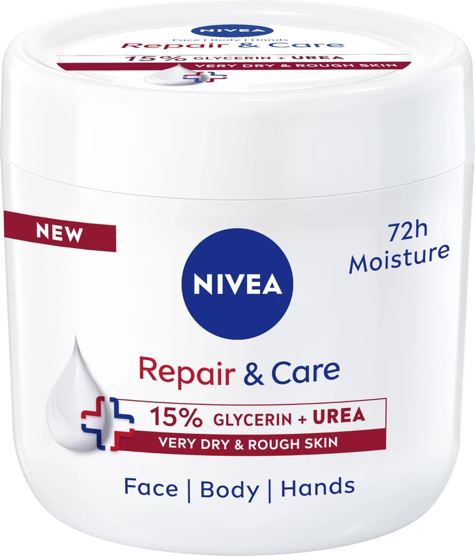 NIVEA Repair & Care Urea Cream (400ml), Deeply Hydrating Moisturising Cream, Moisturises Dry Skin With Urea and Glycerine for 72H, Ideal for Body, Hand and Face