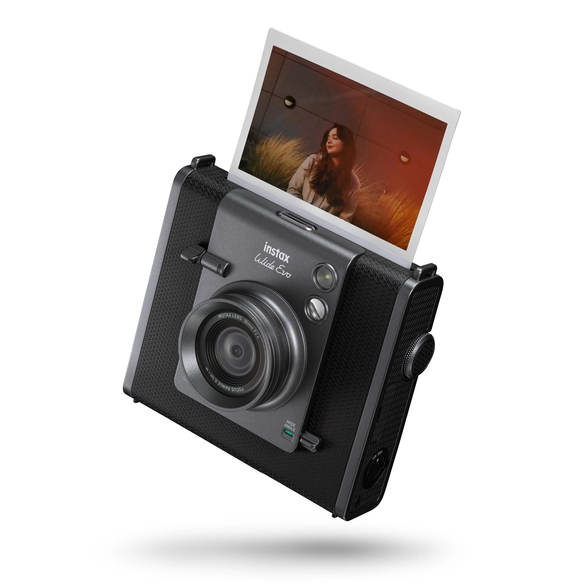 instax WIDE EVO hybrid digital camera and photo printer, take, store, edit, print instant photos on our widest instant film format, rear screen, 10 x film, 10 x lens effects, film sold separately
