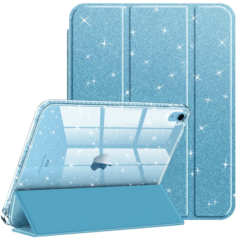 FINTIE Glitter Case for iPad (A16) 11th Generation 11 Inch (2025), iPad 10th Generation 10.9 Inch (2022) - [Built-in Pencil Holder] Sparkly Cover with Shiny Back Shell, Auto Wake/Sleep, Blue