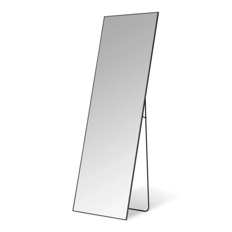 Amazon Basics Full Length Rectangular Mirror, Wall/Floor mount, 162.6 x 53.3 x 1.4 cm, Black