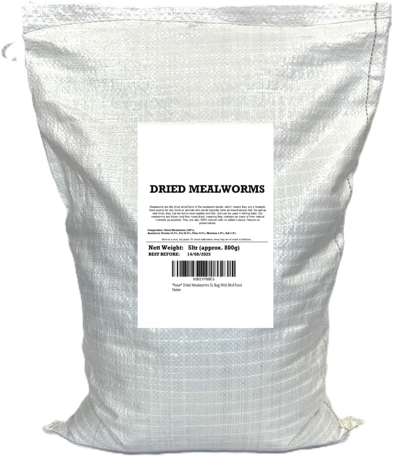 5 Litre Bag Dried Mealworms Premium Wild Bird Food (Approx weight 800g - 5l) Insectivorous LPD