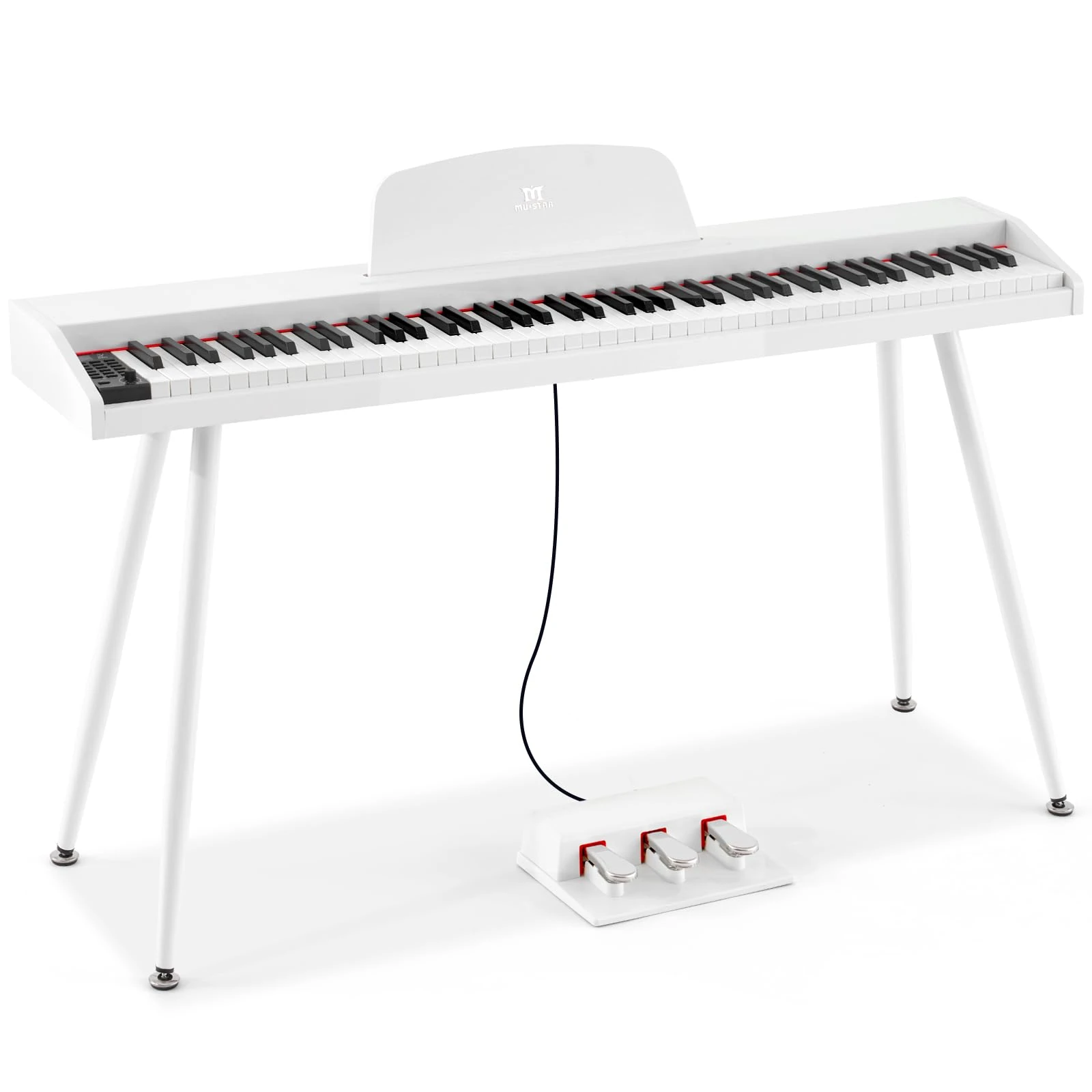 MUSTAR 88 Key Piano Keyboard for Beginners, Full-Size Digital Piano 88 Semi Weighted Keys with 3-Pedal Unit, Portable Electric Piano with Built-In Speakers, USB/MIDI Connecting (White)