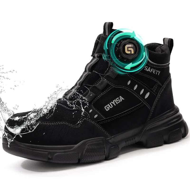 GUSAYEX Waterproof Steel Toe Work Boots - Lightweight Safety Shoes With Swivel Buckle, Industrial Safety Trainers, Puncture Proof for Men and Women