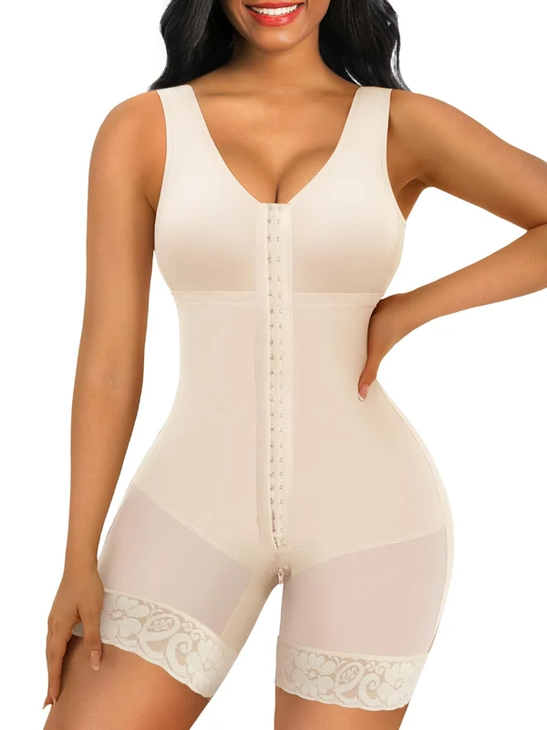SHAPERX Fajas Colombianas Tummy Control Bodysuit Butt Lifting Shapewear for Women Sculpting Shorts Postpartum Girdle Support, UK-SZ7302-Beige-S
