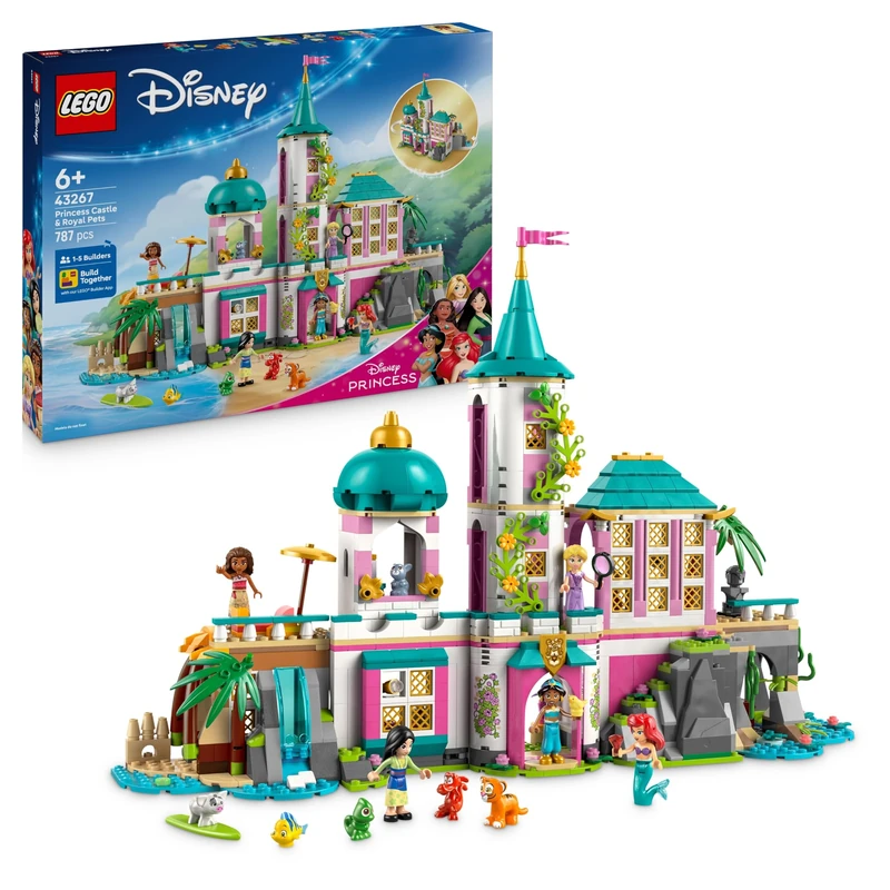 LEGO ǀ Disney Princess Castle & Royal Pets - Modular Toy with a Detailed Interior - incl. Ariel, Rapunzel, Mulan, Jasmine & Moana Mini Dolls with their Pets - Gift for 6+ Year Old Girls - 43267