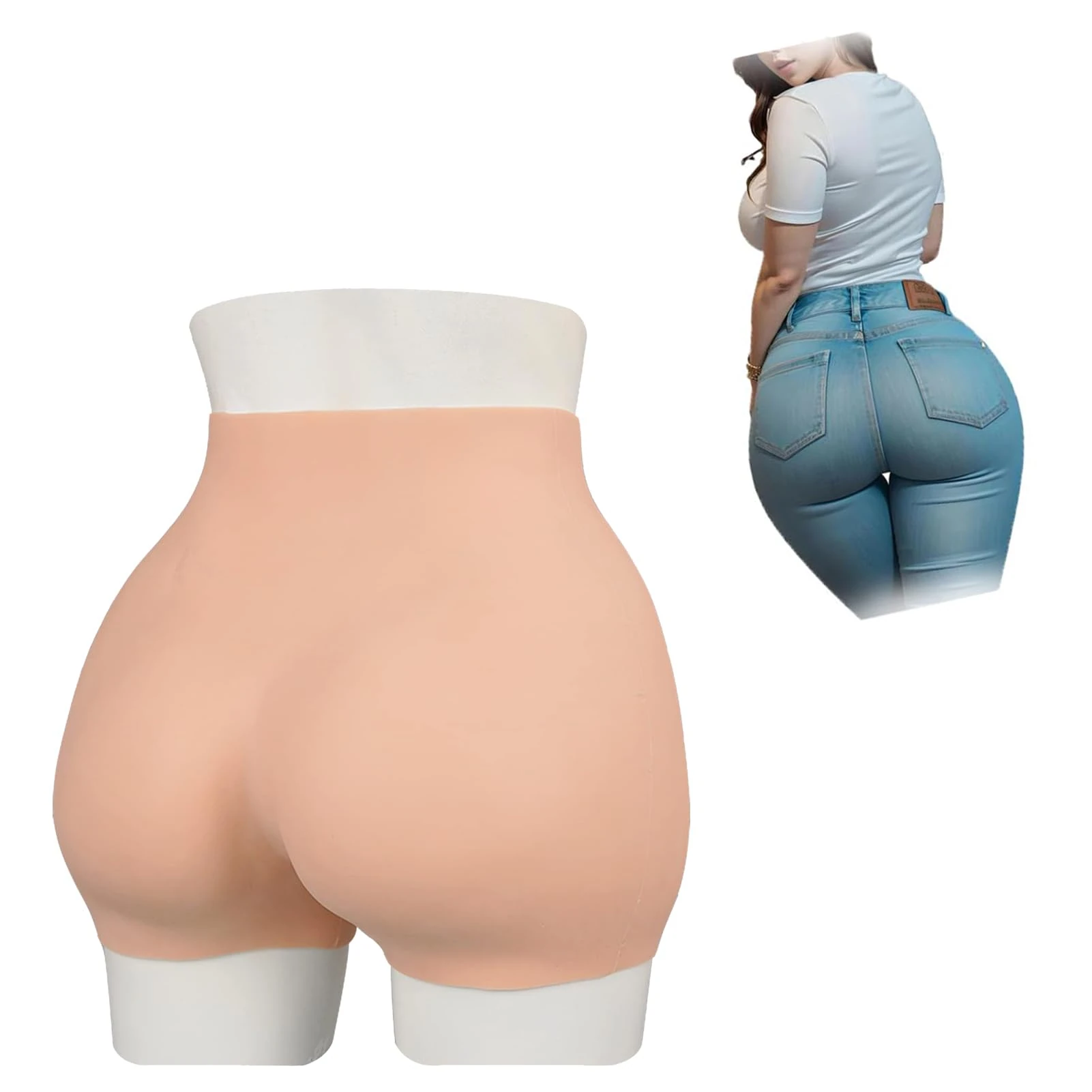 SoTUCR Realistic Silicone Big Ass Panties Realistic Hip Padded Push Up Underwear Lift Buttock Control Shorts for Crossdresser,Color 3,Upgraded