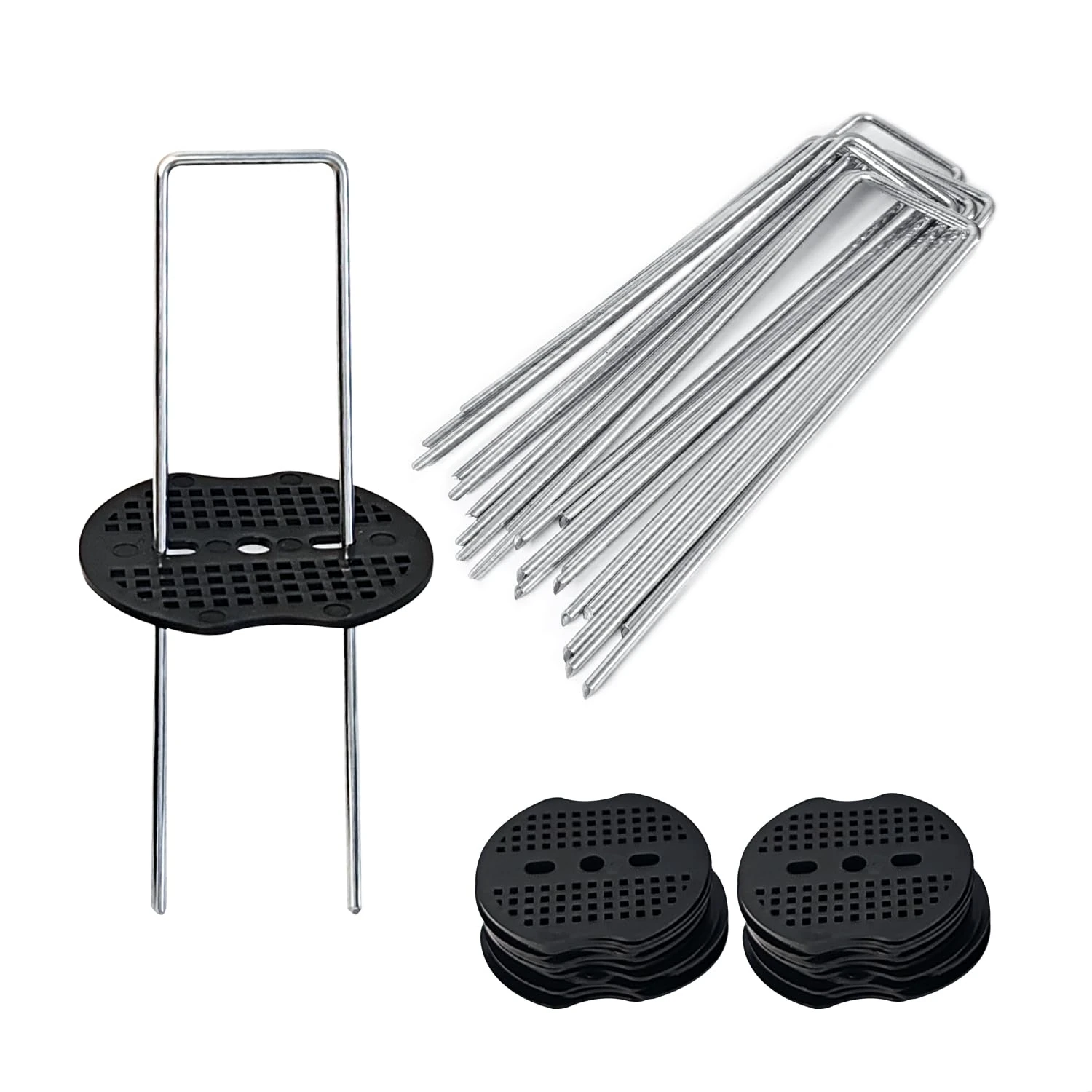 ANSIO Weed Membrane Pegs 20 Pack 6 Inch with Buffer Washers Garden Pegs Ground Pegs Weed Control Membrane Pegs Pins Garden Staples Ideal for Weed Fabric, Artificial Grass, Matting, Netting