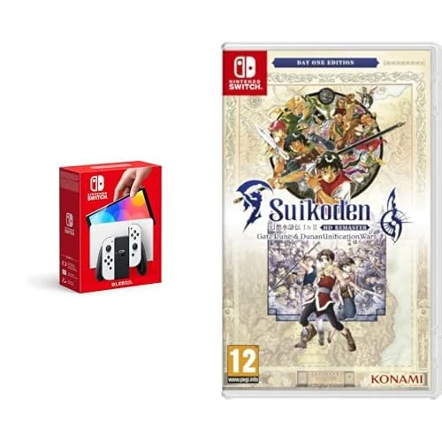 Nintendo Switch (OLED Model) - White & Suikoden 1 & 2 HD Remaster: Day 1