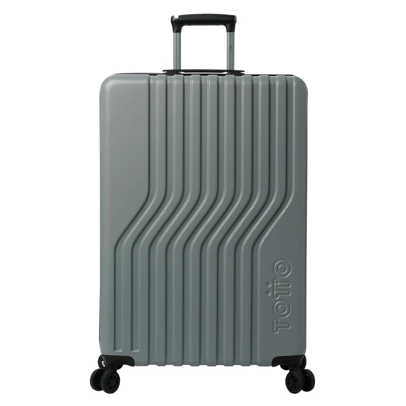 TOTTO - Large Rigid Suitcase, Model Nomad L, 47 x 65 x 28 cm, Capacity 85 L, Impact Resistant, 360º Double Wheels, Telescopic Handle, Internal Straps, 3 Digit Padlock, Monument Grey
