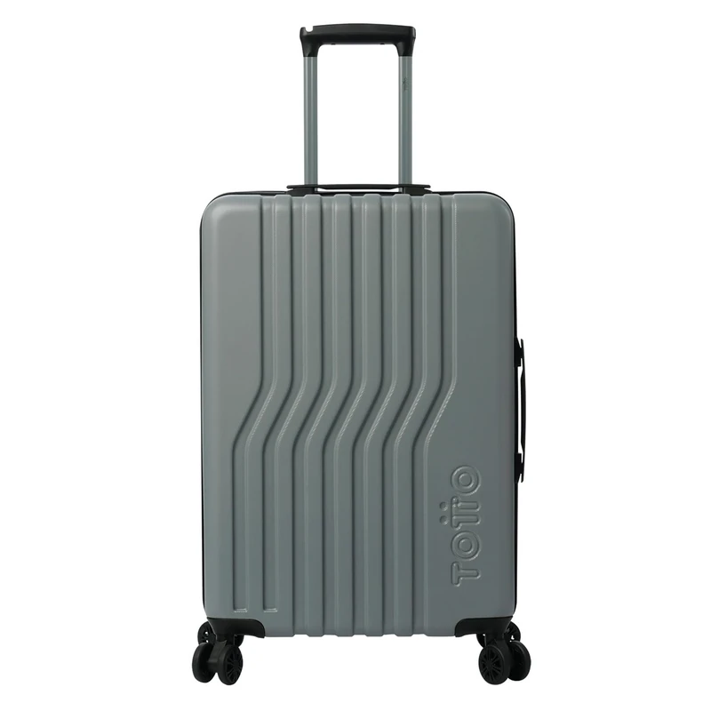 TOTTO - Medium Rigid Suitcase, Model Nomad M, 40 x 56 x 24 cm, Capacity 53 L, Impact Resistant, 360º Double Wheels, Telescopic Handle, Internal Straps, 3 Digit Padlock, Monument Grey
