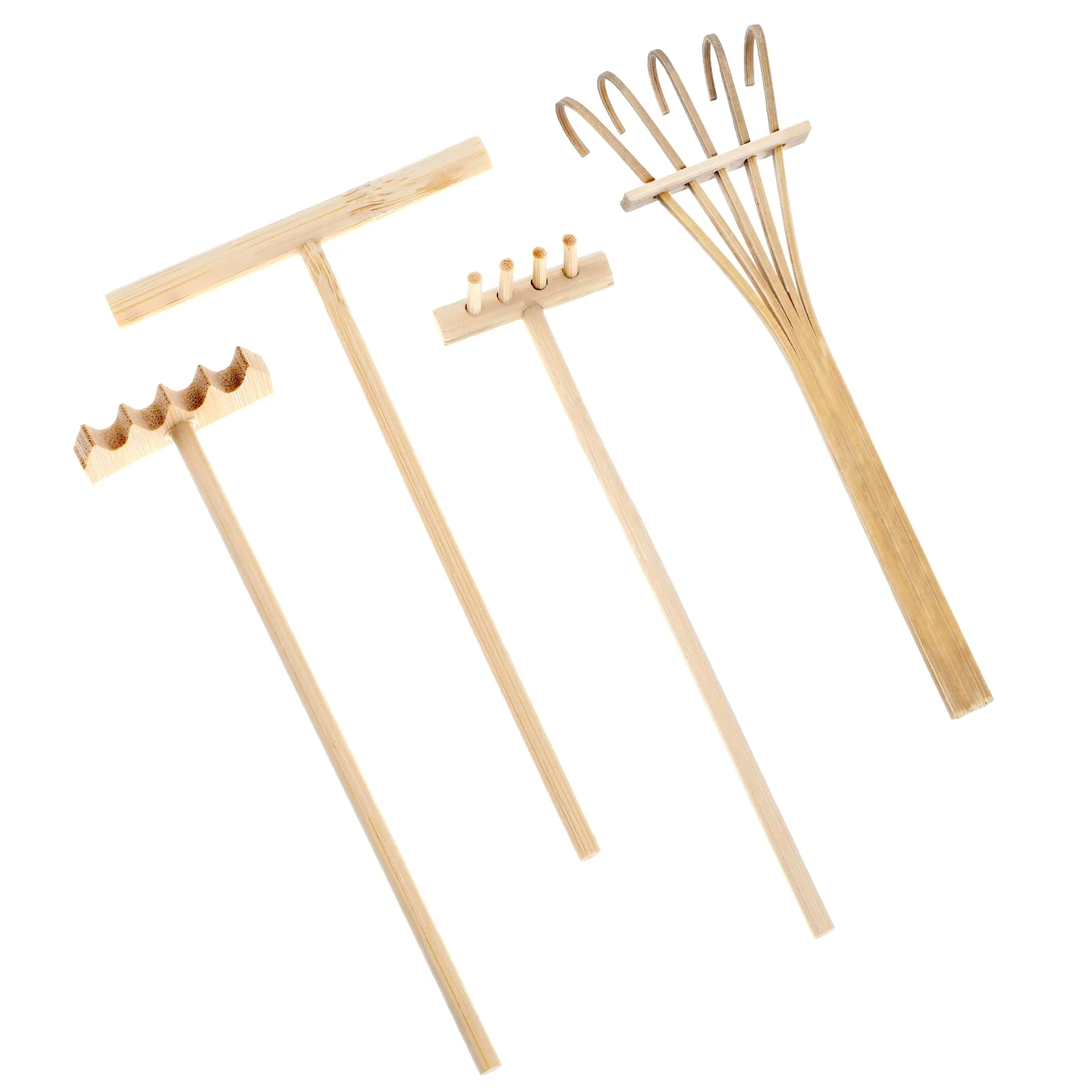 Mabor Mini Zen Garden Rake Tools Miniature Tabletop Rock Sand Zen Garden Accessories Small Rake Set for Gardening Bamboo Mini Zen Sand Rakes for Home Office Garden Decor