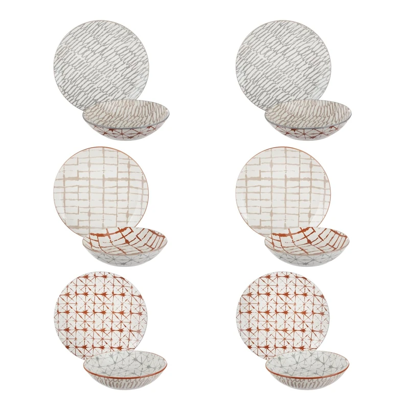 Generico Tableware 12 Plates Porcelain with Decor New Soho