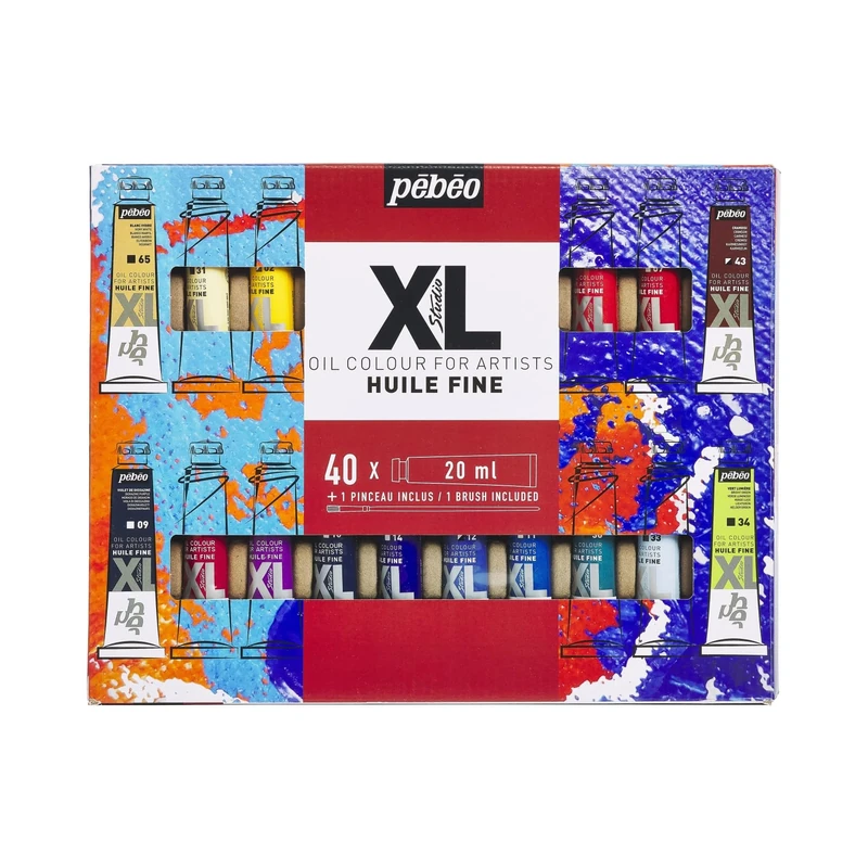 PEBEO Pébéo Fine XL Oil Paint Set, Complementary Colours, 40 x 20 ml + Brush