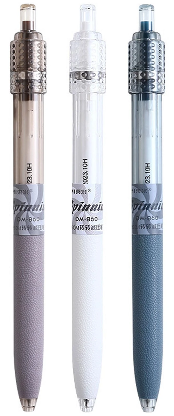 Fidget Pens Retractable 0.5mm Black Gel Ink Rollerball Pens Spinning Stress Relief Smudge Free - Grey White Blue Pack of 3