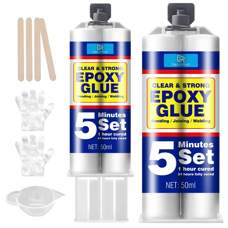 Epoxy Glue 100ml - Clear 2 Part Epoxy Glue, Super Tough and Durable - 5 Minute Adhesive for Fast Repair - 1:1 Ratio Fast Cure Adhesive Welding for Wood, Metal, Plastic, Glass, Ceramic, Fabric
