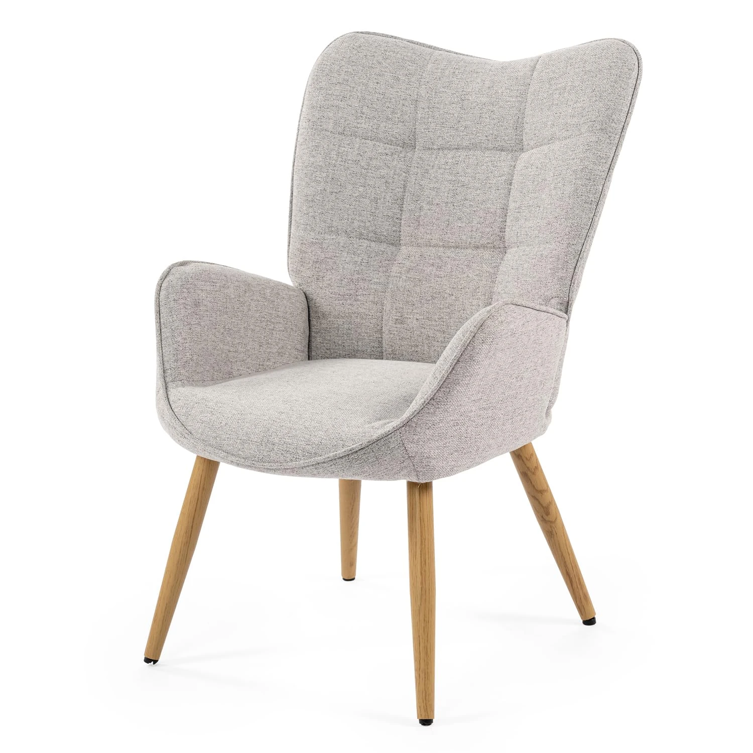 MEUBLE COSY Armchair for Living Room Accent Chair with High Wing Back and Padded Armrests, Wooden Legs, Single Sofa for Reading Lounge Bedroom, Fabric, Grey