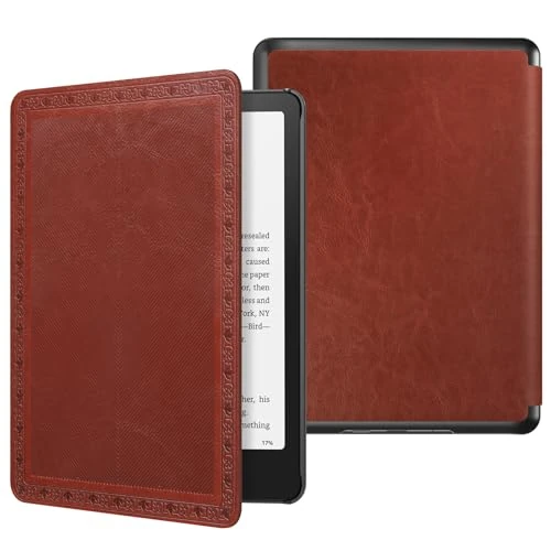 MoKo Case for All-new 7" Kindle Paperwhite 12th Gen 2024&Kindle Colorsoft Signature Edition 2024, Lightweight PU Protective Shell Cover with Auto Wake/Sleep for Kindle Paperwhite 2024, Vintage Twill