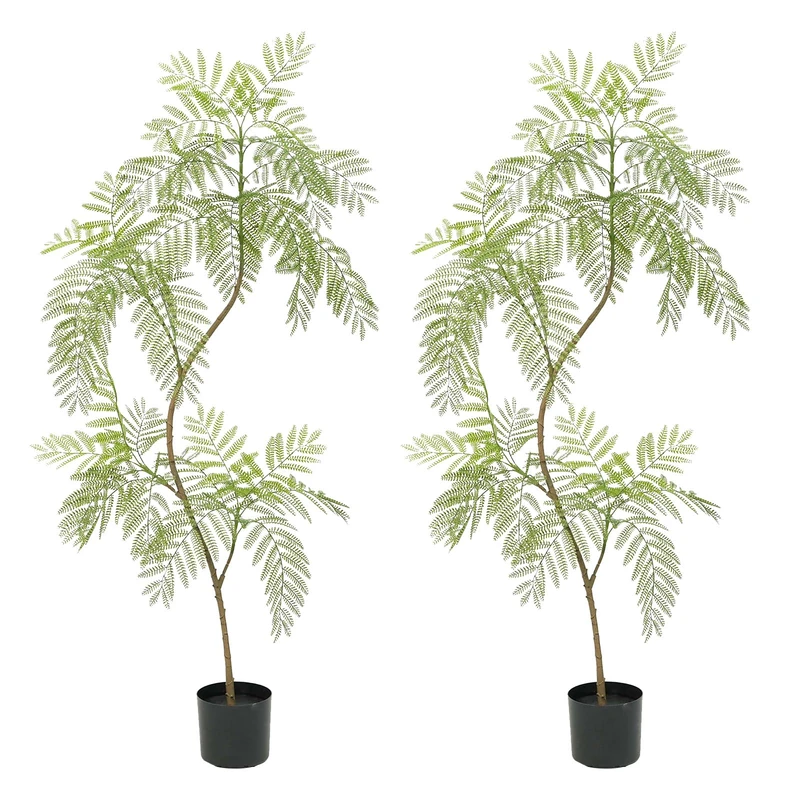Zstar Pack of 2 Artificial Jacaranda Trees, 170 cm Large Artificial Plants in Pot, Artificial Jacaranda Tree with Adjustable Branches, Realistic Leaves Artificial Tree Decoration for Living Room, - Image 1