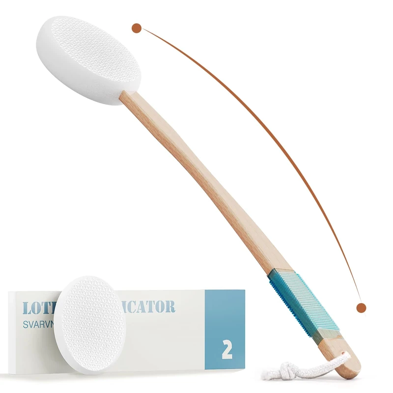 Svarvns Lotion Applicator for Back with 2 Replaceable Pads, 17" Back Lotion Applicator for Women, Elderly Apply to Lotion, Suncreen, Cream Medicine, White - Image 1