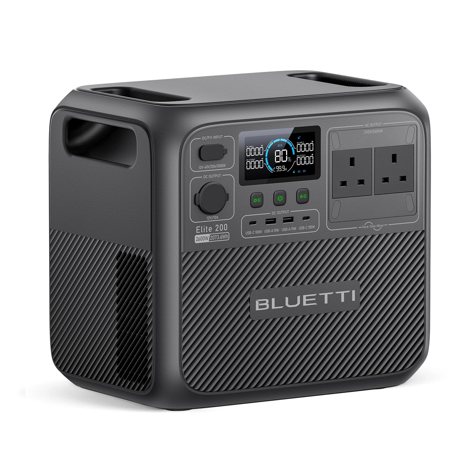 BLUETTI Elite 200 V2 Portable Power Station (2025 New), 2073.6Wh LFP Battery Backup w/ 2 2600W AC Outlets (3900W Power Lifting), 17-Year Lifespan, Solar Generator for Camping, Off-grid, Power Outages