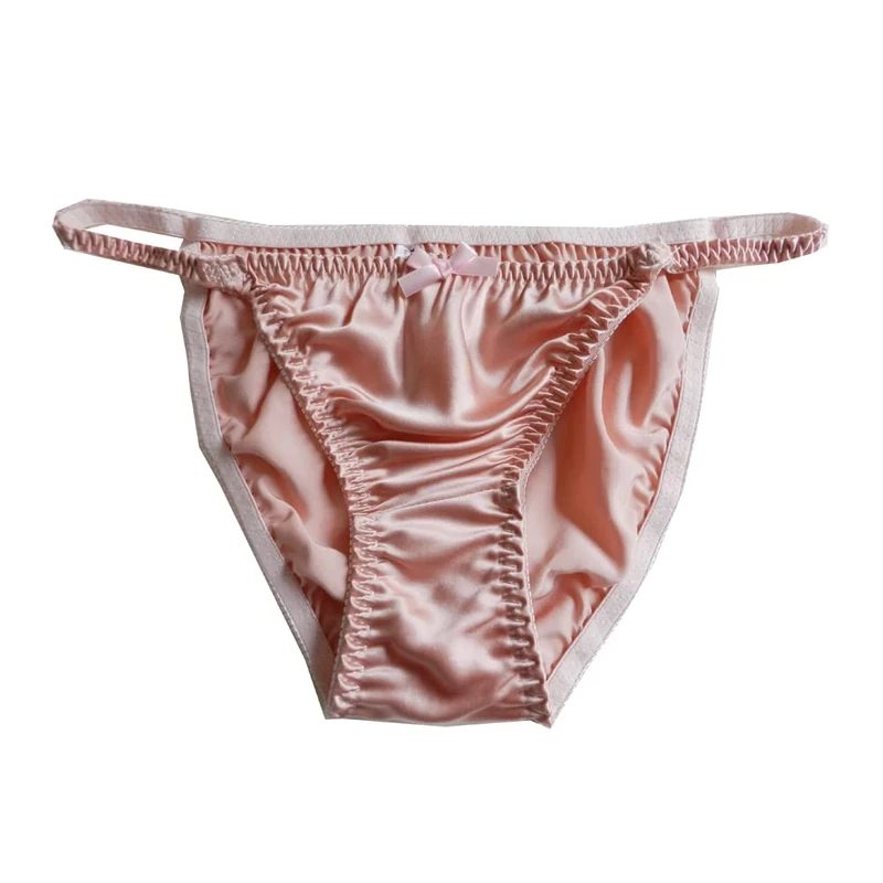 Yavorrs Women's 100% Mulberry Silk String Bikini Panties S M L XL XXL(W26-41) Solid (UK, Alpha, XL, Regular, Regular, Pink)