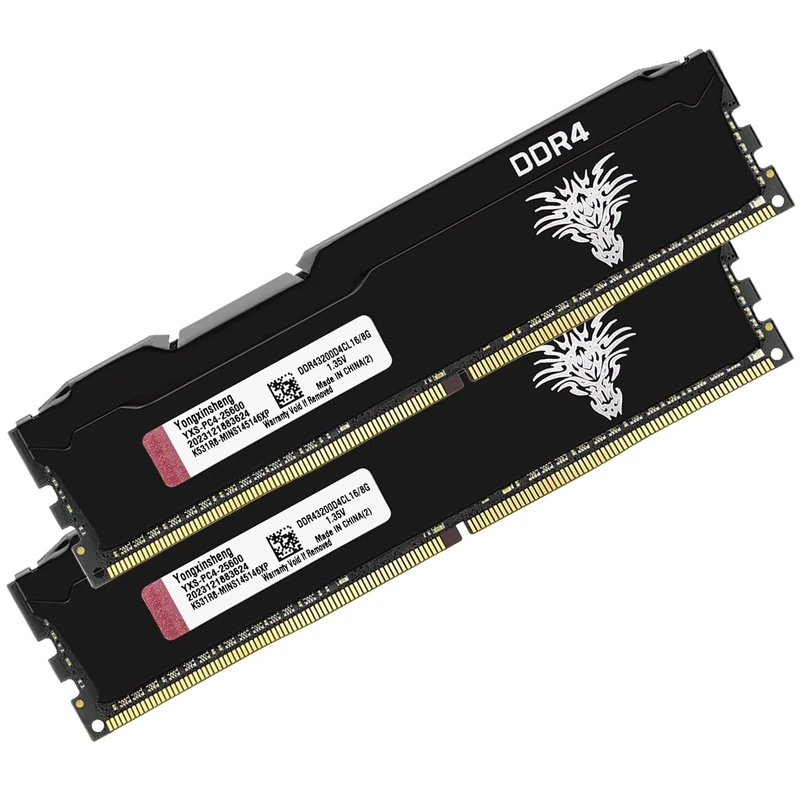 DDR4 3200MHz 16GB Kit (8GBx2) Desktop RAM PC4-25600 UDIMM Non-ECC Unbuffered 1.35V 288 Pin CL16 PC Computer Memory Upgrade Module Support XMP 2.0 Auto Overclocking (Black)